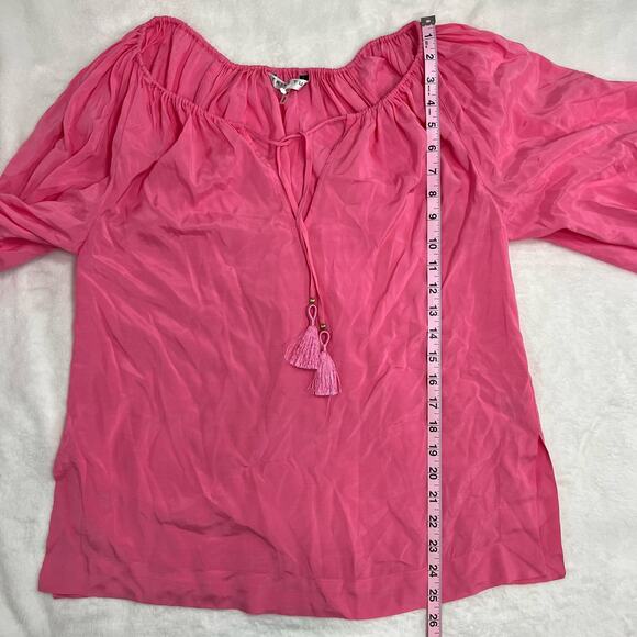 Trina Turk Sandia Top Candy Pink V-Neck Tie Front Blouse XS - Picture 5 of 10